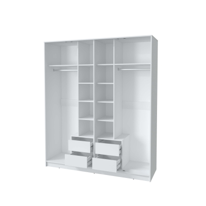 Шкаф распашной Тренд КТ-Ш4 (з) (Белый платинум ЛДСП/ Белый ЛМДФ) Ш1800 В2128 Г547